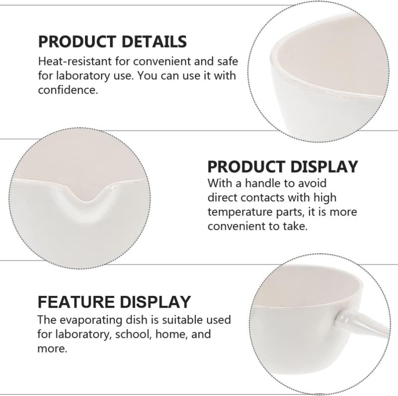 klarako Porcelain Round Bottom Evaporating Dish Water Ladle Lab Evaporation Dishes Laboratory Evaporating Basins Porcelain Mixing Bowl Egg Beating Bowl Bath Spoon Egg Bowl Ceramics Flat - Image 5
