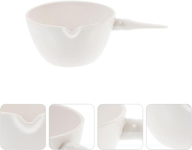 klarako Porcelain Round Bottom Evaporating Dish Water Ladle Lab Evaporation Dishes Laboratory Evaporating Basins Porcelain Mixing Bowl Egg Beating Bowl Bath Spoon Egg Bowl Ceramics Flat - Image 4