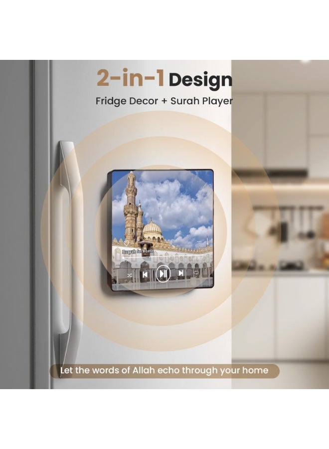 أنغولا باندا مكبر صوت مغناطيس للقرآن الكريم للثلاجة - مشغل سورة محمل مسبقا مع تلاوات إسلامية ، مغناطيسي محمول ، USB-C قابل لإعادة الشحن ، تحكم باللمس ، هدايا رمضان والعيد ، هدايا إسلامية (سورة البقرة) - Image 3