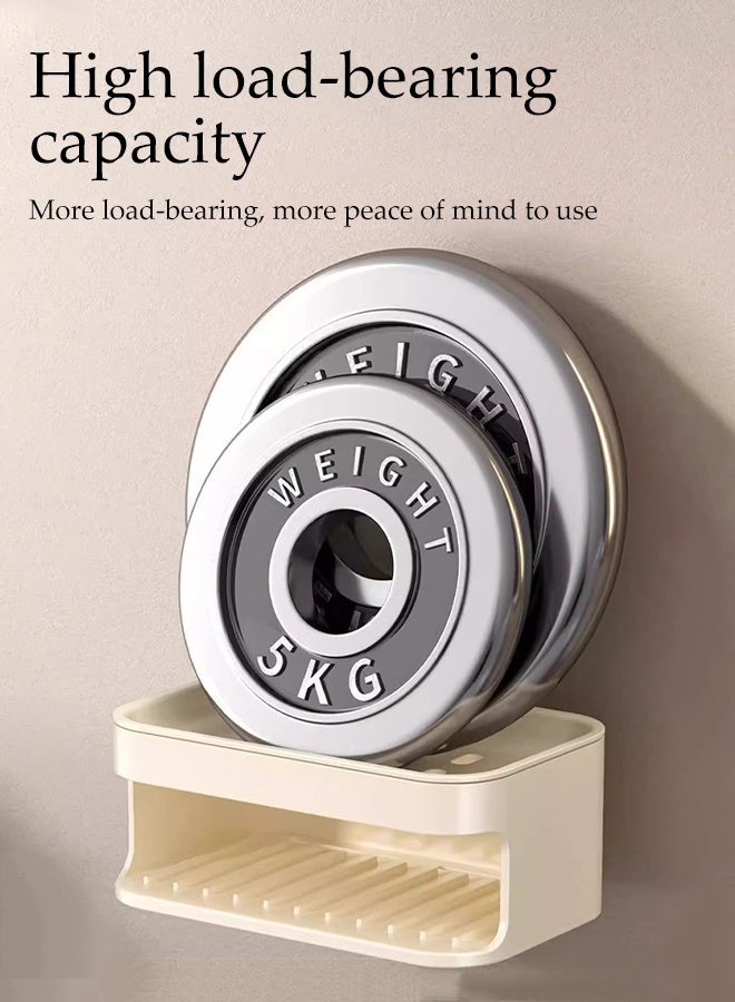 DUNISO حامل صابون مزدوج الطبقة، حامل صابون مثبت على الحائط، طبق صابون مع كوب شفط، حامل إسفنجة صابون قابل للإزالة ذات تصريف ذاتي، مقاوم للماء والرطوبة، بدون حفر، للحمام والدش، حوض الاستحمام ومغسلة المطبخ - Image 5