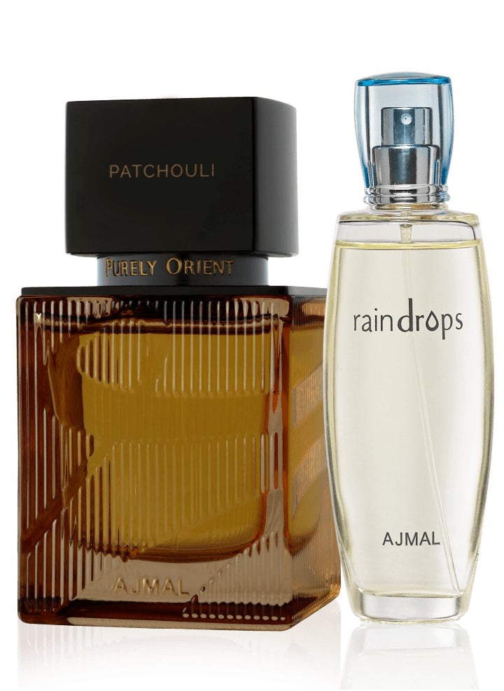 Ajmal Purely Orient Patchouli EDP 75ml & Raindrops - Unique Fragrance Combo 