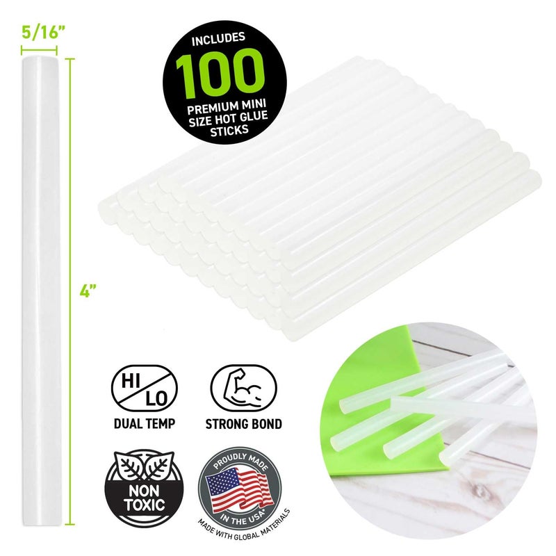 Surebonder DT-100 Made in the USA All Purpose Stik-Mini Glue Sticks-All Temperature-5/16"D, 4"L Hot Melt Glue Sticks-100 Sticks per bag, Clear - Image 3