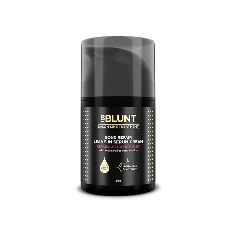 BBLUNT Bond Repair LeaveIn Serum Cream 50g Repairs damaged hair in Just 4 Minutes 94 Softer Shinier Hair in Just 1 Use Nonsticky lightweight leavein formula for softer shinier hair Crafted for Men Women - Image 1