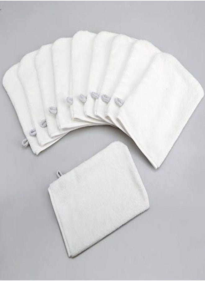 Phogary - 10 Pack Microfiber Body Wash Mitts, Soft Face Mitten, Bath Spa Cloth, Reusable Makeup Remover Mitt Gloves, European Style Wash Cloth,6×8Inch (White) - Image 1