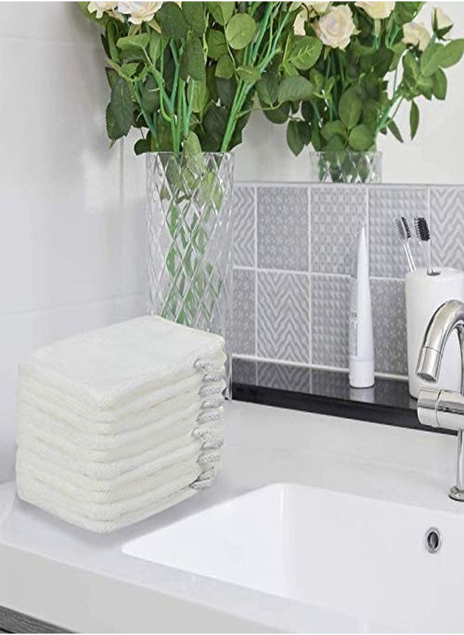 Phogary - 10 Pack Microfiber Body Wash Mitts, Soft Face Mitten, Bath Spa Cloth, Reusable Makeup Remover Mitt Gloves, European Style Wash Cloth,6×8Inch (White) - Image 1