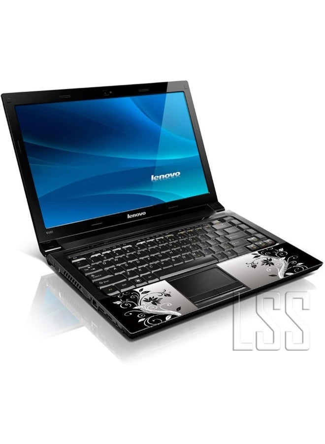 LSS 17 17.3 Inches Laptop Notebook Skin Sticker with 2 Wrist Pads - Reusable Cover Protector Vinyl Sticker Cover Decal Fits 17" - 19" HP Asus Acer Samsung - Flowers Art Pattern - Image 2