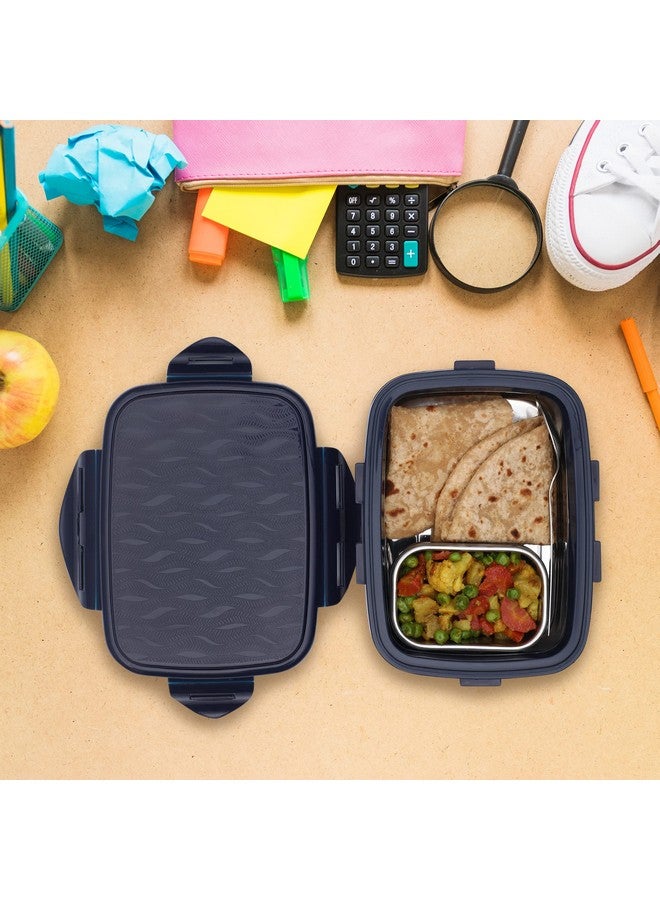 JAYPEE Stainless Steel Insulated Lunch Box Wavesteel Jr. Dark Blue, 500 ml, Airtight Tiffin Box for School Kids |Spillproof with Silicon Seal |Food Grade | BPA Free - Image 2