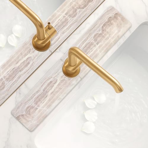 Deceram Diatomite Faucet Mat for Kitchen Sink Protector Stone Quick Dry Around Faucet Absorbent Mat Kitchen Sink Protector Water Catcher Splash Guard Stone Drying Tray for Bathroom Counter Accessories Decor - Image 1