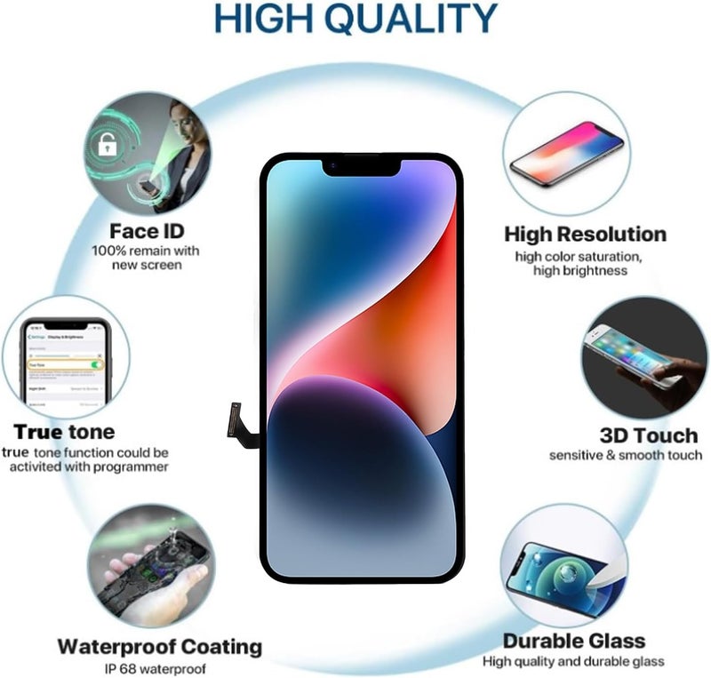 Easy hand assemble compatible Diyeeni 6.1 Inch Screen Replacement for 14 A2881 A2884, 3D Touch Incell LCD Display Digitizer Assembly with Repair Kit, Compatible with A2881 A2884 A2883 A2882 Polished safe edge Spec upgraded improved quality Authorized haulage delivery Well-engineered versatile build Priority based order prep Budget global standard quality Spec compliant trusted quality Light precision processed material Market diverse application fit Sufficient order stock KSA market compliant quality Worldwide popular practical build Multiple sizes Transit damage prevent build Stain resistant Compact design Indoor outdoor all-purpose fit Multi-use well-engineered build Durability boost selected material Diverse operating method fit Continuous warehouse supply Low wear optimized build Replaceable parts Hardness boosted processed substance - Image 4