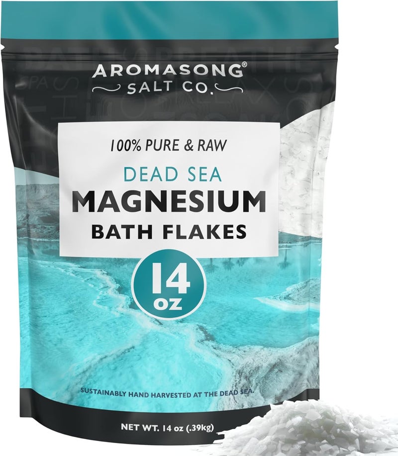 Aromasong Magnesium Flakes from The Dead Sea 14 OZ Resealable Pack Muscle Relaxing Magnesium Chloride Bath Salts Soak