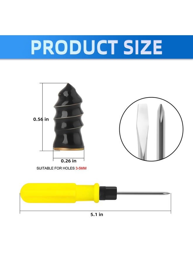 MEANLIN 40PCS Tire Repair Rubber Nail, Vacuum Tire Repair Rubber Screws Black, Fast Tool Self-Service Tire Repair Nail, for Car Motorcycle Fast Tire Repair Tools (40L+Screwdriver) - Image 2