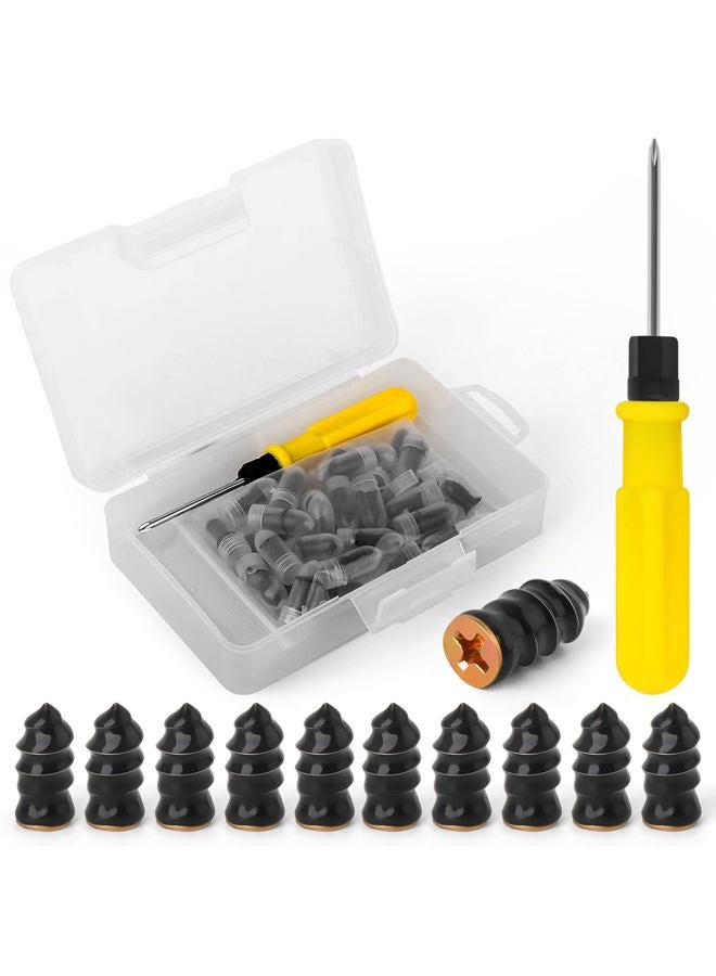 MEANLIN 40PCS Tire Repair Rubber Nail, Vacuum Tire Repair Rubber Screws Black, Fast Tool Self-Service Tire Repair Nail, for Car Motorcycle Fast Tire Repair Tools (40L+Screwdriver) - Image 1