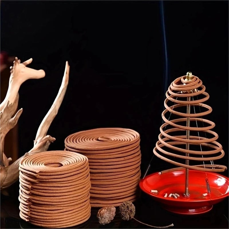 48 Plates Natural Sandalwood Coil Incense Eaglewood Wormwood Aromatherapy(1box Sandalwood) - Image 2