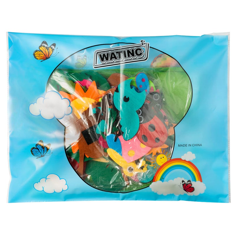 WATINC Insect Teaching Felt Board Story Set 3.5 Ft 45Pcs Preschool Bug Animals Caterpillar Bee Butterfly Dragonfly Storytelling Flannel Early Learning Play Kit Wall Hanging Gift for Toddlers (Green) - Image 5