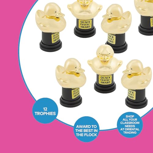 Fun Express Quacktastic Gold Rubber Duck Awards - 12 Plastic Trophies - 2-3/4" x 4" - Rewards and Giveaways - Image 2