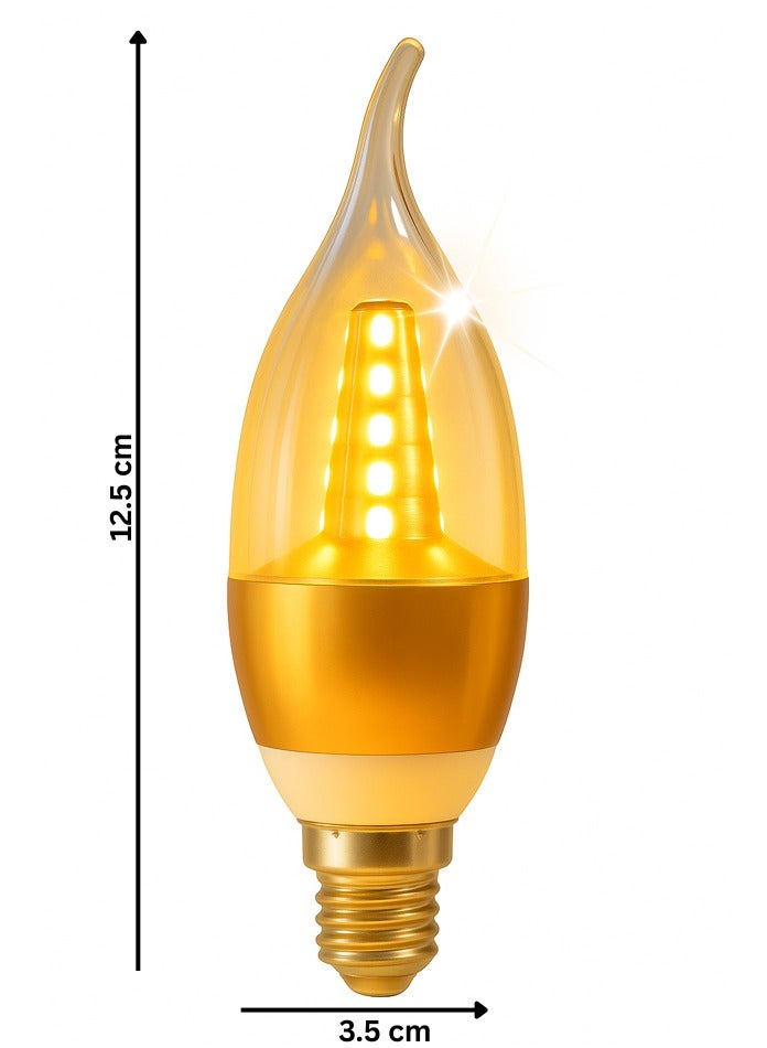 Max D080 LED Candle Flame Bulb 5W E14 Gold | Warm White Decorative Turn-Up Flame Light | 360° Beam | 2KV Surge Protection  - Image 2