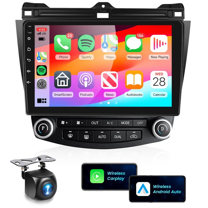 Podofo Car Radio Stereo for Honda Accord 7th 2003 2004 2005 2006 2007 with Wireless Carplay Android Auto 101inch Touch Screen Android Bluetooth Radio with GPS WiFi AHD Backup Camera 2G64G