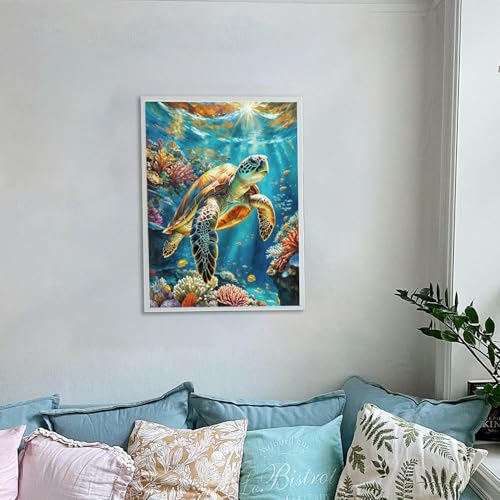 Lovepefe Sea Turtle Diamond Art Painting Kits for Adults Paint with Diamond Kit for Beginners DIY Full Drill Gem Art Home Wall Decor 12 X 16 Inch - Image 4
