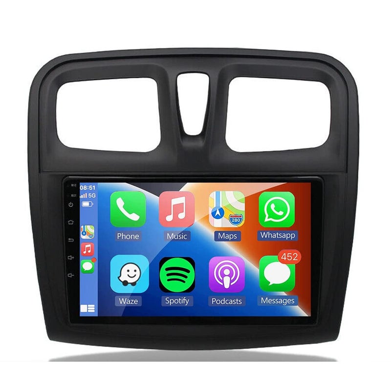GOJOHO for Renault Sandero Radio 20142019 Car Stereo WirelessWired Carplay Android Auto 4GB 64GB with 9 Inch IPS Touchscreen GPS Navigation for Car Head Unit Builtin DSP with Free Backup Camera
