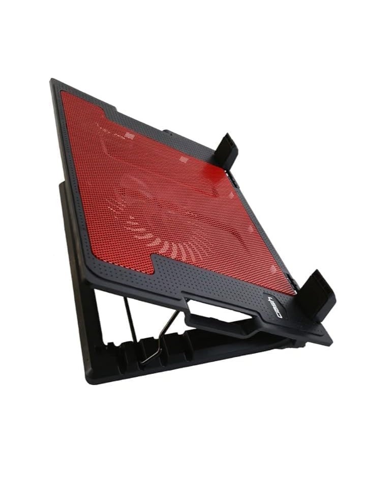 Generic C1000 Laptop Cooling Table - 17 Inch - Heavy Duty, High Performance Fan with 2 USB Ports - Unique Design with LED Lighting - Adjustable Base (Red)  - Image 2