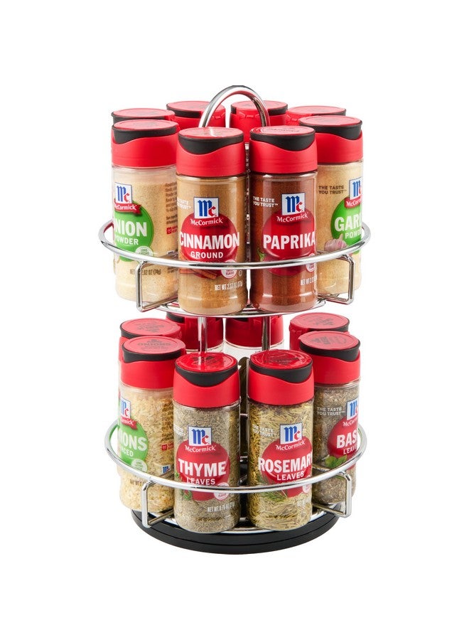 McCORMICK McCormick Two Tier Chrome 16 Piece Spice Rack Organizer with Spices Included, 26.09 oz  - Image 1