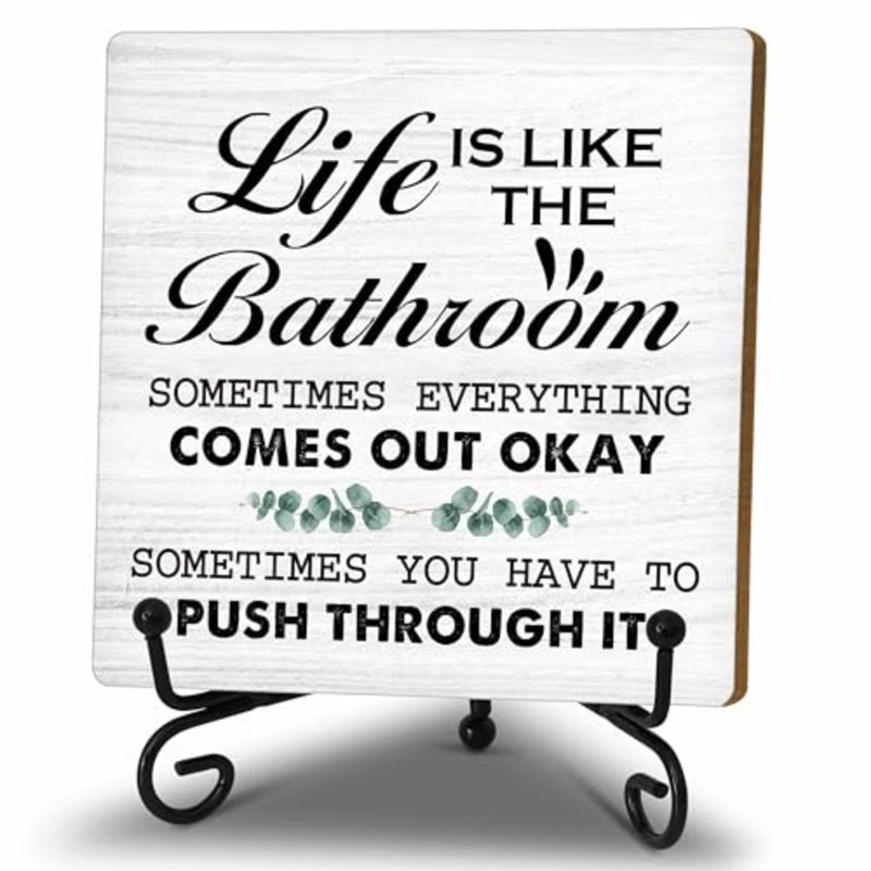 Life Is Like The Wood Decor Sign, Rustic Farmhouse Bedroom Home Desk Tabletop Wooden tions, Inspirational Decor for A10 - Image 1