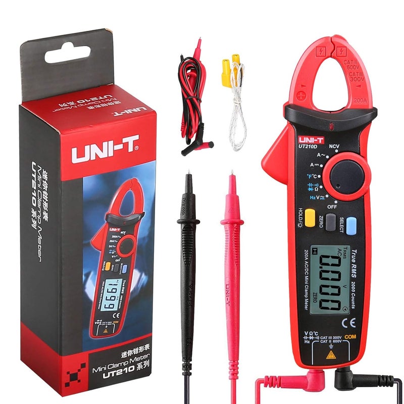 يوني تي مقياس المشبك الرقمي UNI-T UT210D للتيار المتردد/المستمر، الجهد، المقاومة والسعة - Image 1