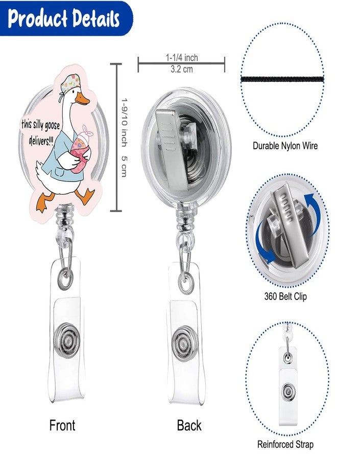 963RW Nurse Badge Reel, Funny Silly Goose Badge Holder Retractable for Students, NICU ER Labor & Delivery Nurses, Baby Delivery Medical Assistant Work, Nursing Name Tag Card - Image 2