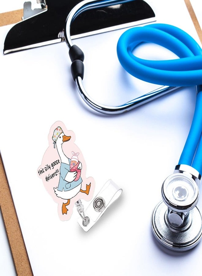 963RW Nurse Badge Reel, Funny Silly Goose Badge Holder Retractable for Students, NICU ER Labor & Delivery Nurses, Baby Delivery Medical Assistant Work, Nursing Name Tag Card - Image 4
