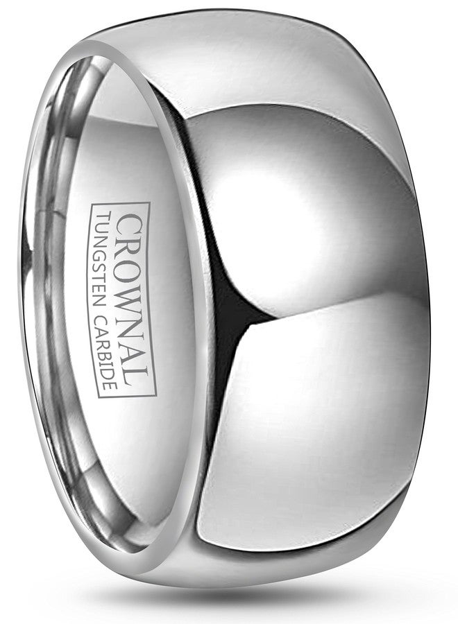 CROWNAL 4mm 6mm 8mm 10mm Tungsten Wedding Band Ring Men Women Plain Dome Polished Size Comfort Fit Size 3 To 17 (10mm,17) - Image 1