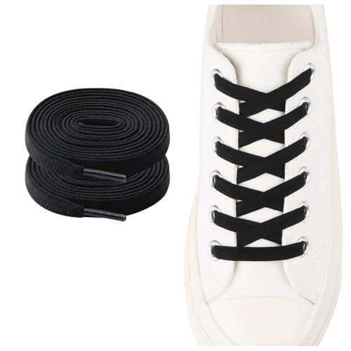 ZHENTOR Elastic No Tie Shoe Laces for Sneakers, Stretch Tieless Shoelaces for Kids and Adults, Flat Athletic Shoes Strings (black, 47"(120cm)) - Image 1