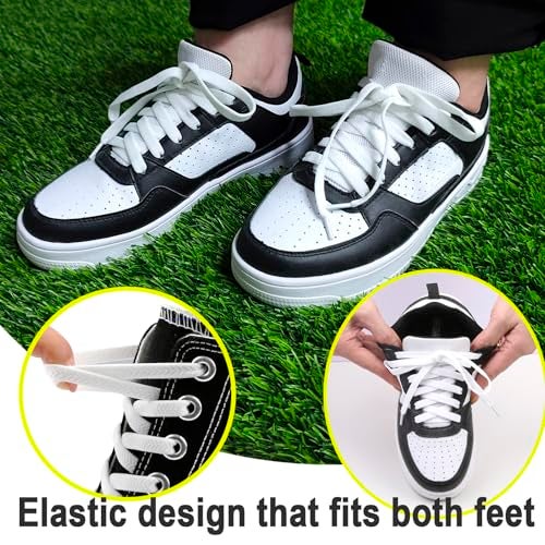 ZHENTOR Elastic No Tie Shoe Laces for Sneakers, Stretch Tieless Shoelaces for Kids and Adults, Flat Athletic Shoes Strings (black, 47"(120cm)) - Image 2