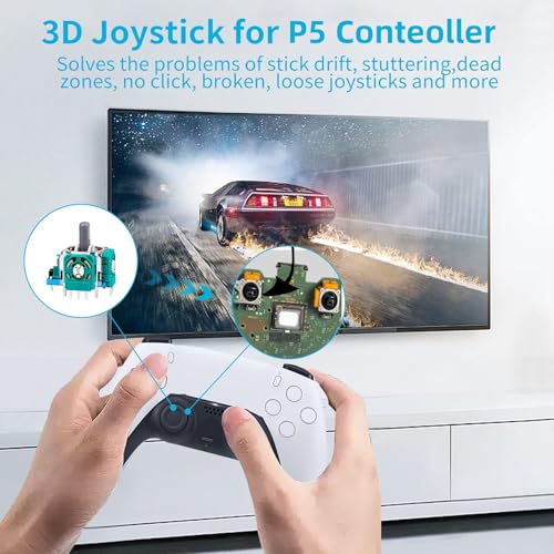 AOLION Joysticks Replacement for PS5 Controller, AOLION 3D Joystick Module Parts, 55 PCS Controller parts with 8 Potentiometer, 2 Joystick, Thumbstick, 10 Protective Ring and More black - Image 3