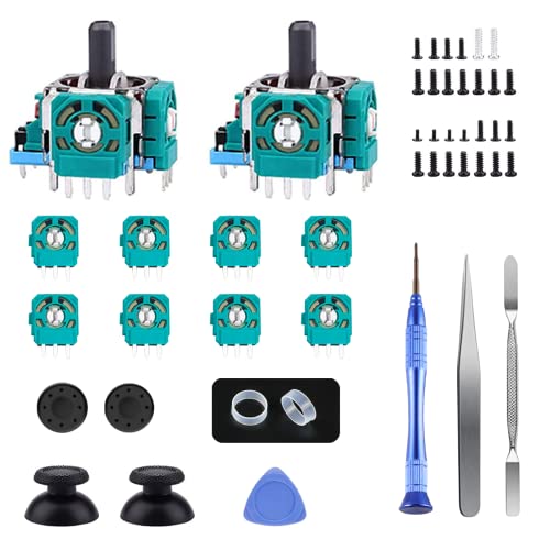 AOLION Joysticks Replacement for PS5 Controller, AOLION 3D Joystick Module Parts, 55 PCS Controller parts with 8 Potentiometer, 2 Joystick, Thumbstick, 10 Protective Ring and More black - Image 1