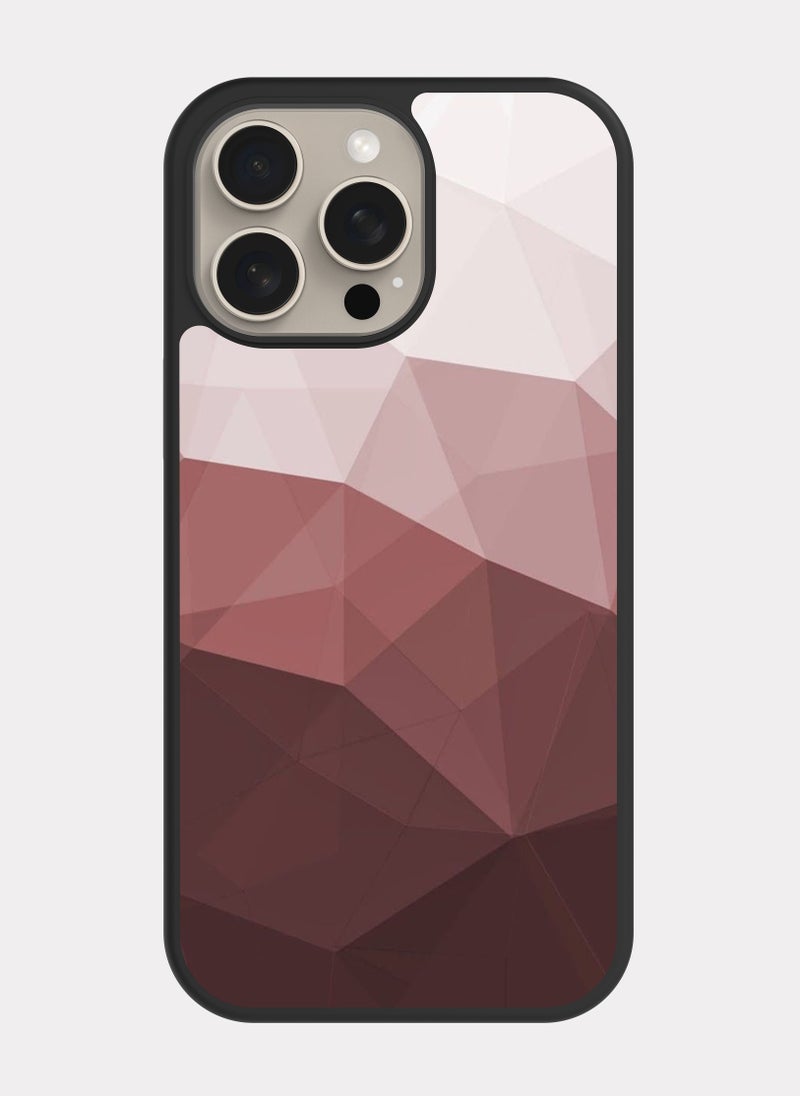 بكسلات كفر ايفون 15 برو ماكس فن تجريدي هندسي وردي - Image 1