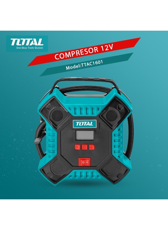 TOTAL TTAC1601 12V Portable Digital Air Compressor Pump, 160 PSI Tire Inflator with Digital Pressure Gauge, Auto Shut-Off, LED Light, 35L/min Air Flow, Car Tyre Inflator for Cars, Bikes, SUVs and Sports Equipment - Image 3