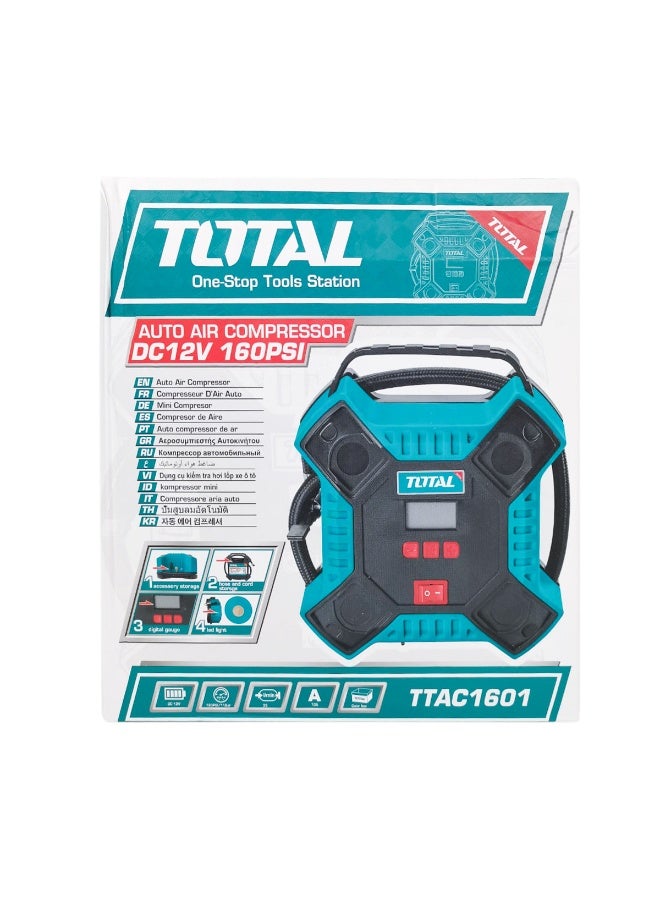 TOTAL TTAC1601 12V Portable Digital Air Compressor Pump, 160 PSI Tire Inflator with Digital Pressure Gauge, Auto Shut-Off, LED Light, 35L/min Air Flow, Car Tyre Inflator for Cars, Bikes, SUVs and Sports Equipment - Image 4