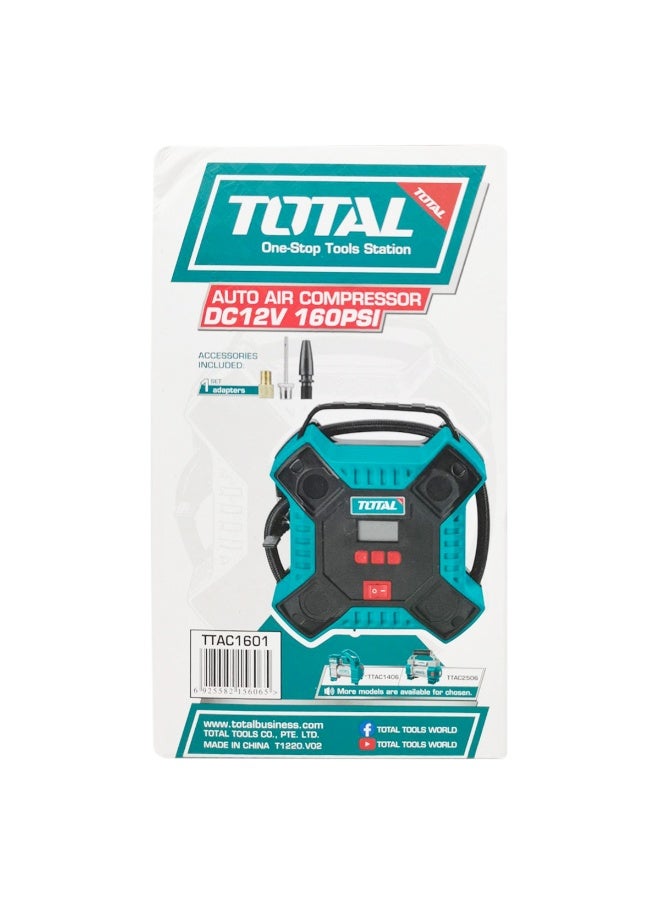 TOTAL TTAC1601 12V Portable Digital Air Compressor Pump, 160 PSI Tire Inflator with Digital Pressure Gauge, Auto Shut-Off, LED Light, 35L/min Air Flow, Car Tyre Inflator for Cars, Bikes, SUVs and Sports Equipment - Image 2