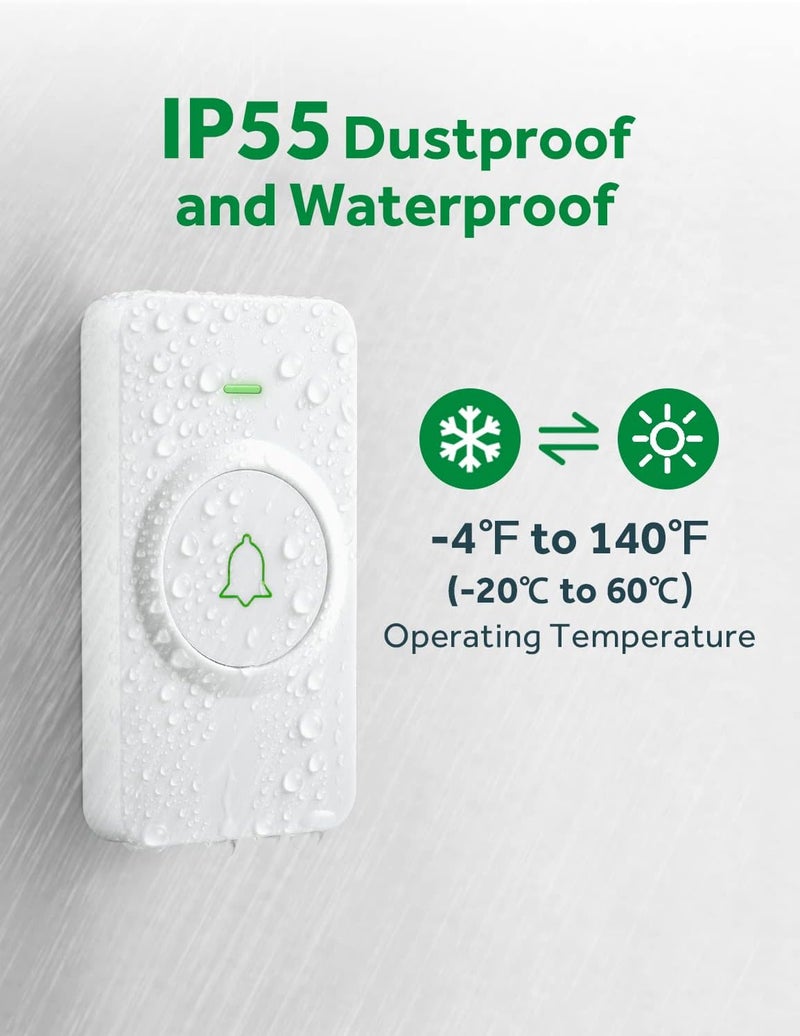AVANTEK Wireless Door Bell, WA-11 Waterproof Battery Operated Doorbell Chime Operating at 1000 Feet, Portable Door Chime kit with 52 Melodies, 5 Volume Levels, and CD Quality Sound - Image 3