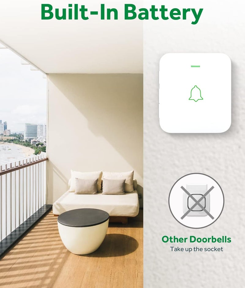 AVANTEK Wireless Door Bell, WA-11 Waterproof Battery Operated Doorbell Chime Operating at 1000 Feet, Portable Door Chime kit with 52 Melodies, 5 Volume Levels, and CD Quality Sound - Image 2