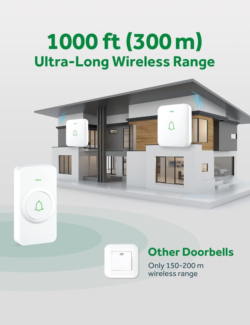 AVANTEK Wireless Door Bell, WA-11 Waterproof Battery Operated Doorbell Chime Operating at 1000 Feet, Portable Door Chime kit with 52 Melodies, 5 Volume Levels, and CD Quality Sound - Image 4