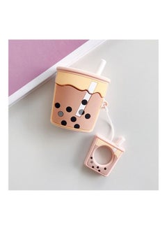 Generic Wireless Earphones Shockproof Pearl Milk Tea Silicone Protective Case for Apple AirPods 1/2 Apricot  - Image 1