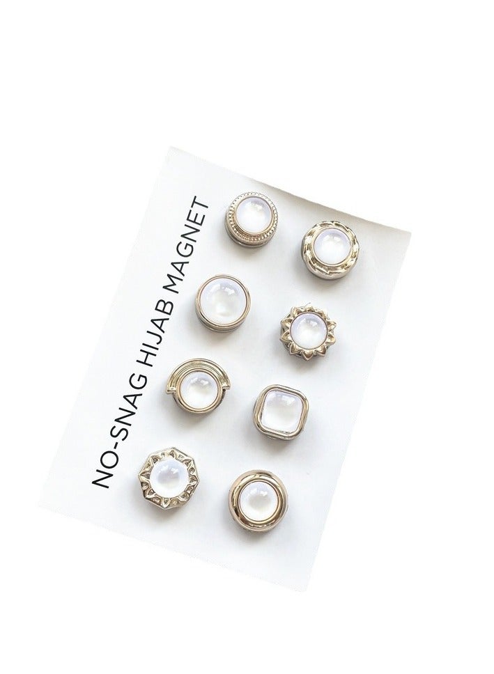 8pcs Hijab Pins, Hijab Pins Multi-Use Strong Hijab Magnets Pinless Brooch Round Style No-Snag Scarf Clasp for Women Clothes Shirts Scarves - Image 1