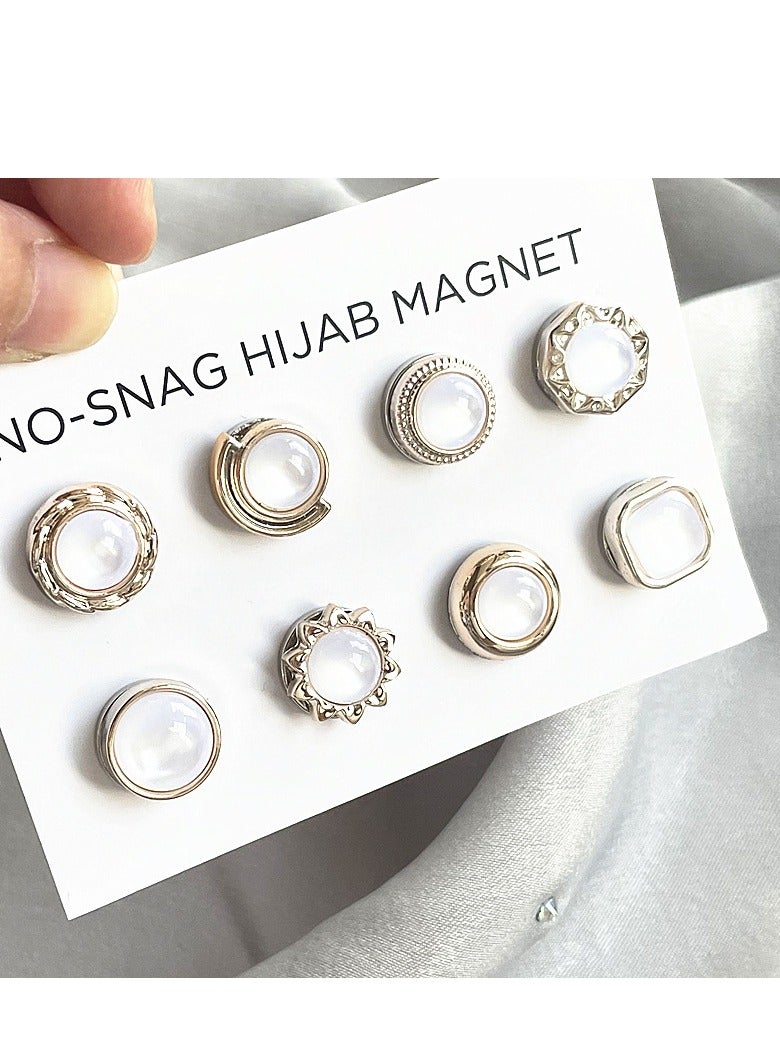 8pcs Hijab Pins, Hijab Pins Multi-Use Strong Hijab Magnets Pinless Brooch Round Style No-Snag Scarf Clasp for Women Clothes Shirts Scarves - Image 2