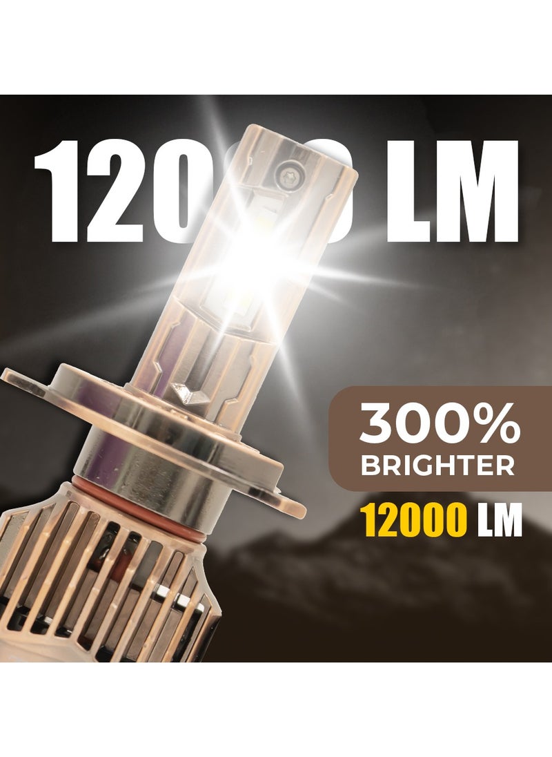 Toby's - Toby's LX60-H4 120Watt/Pair Power Original Tested LED Headlight Assembly 12000 Lumens Pair Bright Color With Temperature (6500K) - Image 1