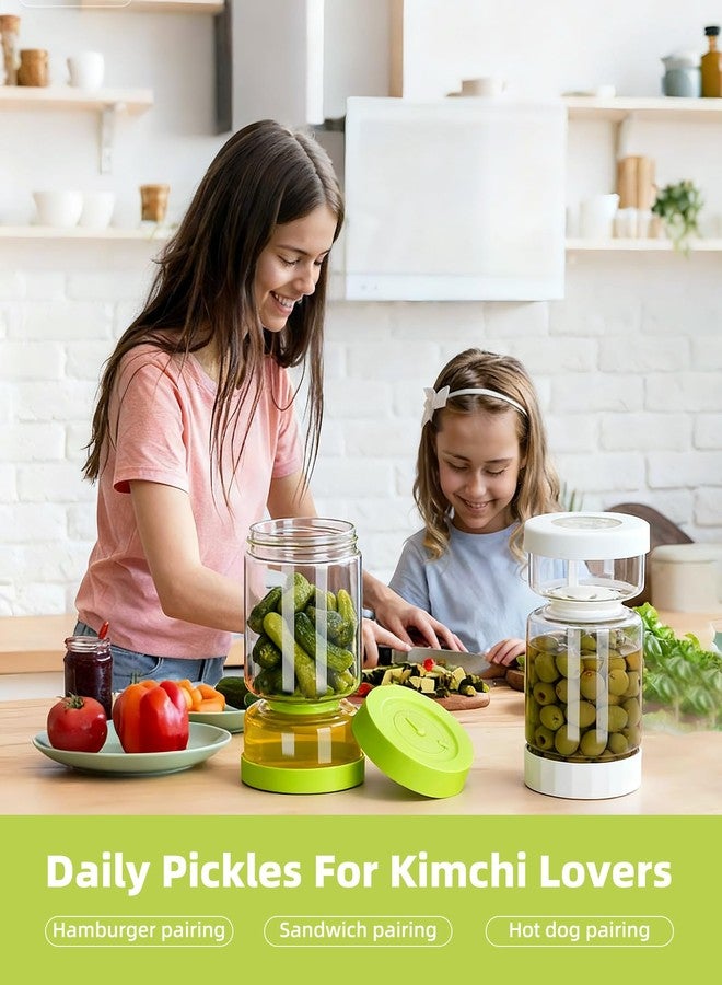 ZENS Pickle Jar with Strainer Flip, Pickle Juice Separator Jar Flip Container from Wet and Dry, Upgraded Airtight Seal for Leakproof, 2 Pack Olive Hourglass Jars with Time Tracker Lid, 37oz - Image 5