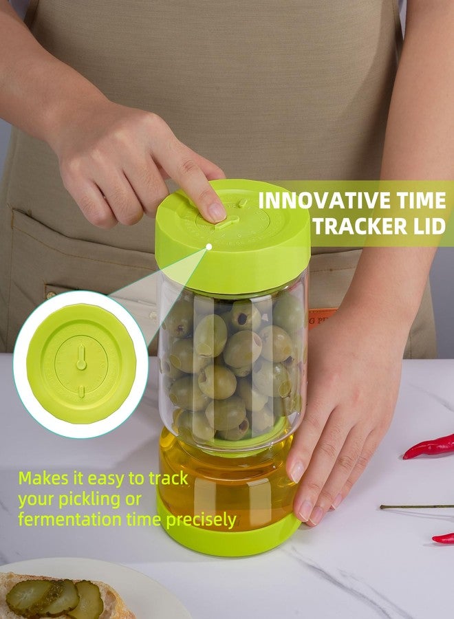 ZENS Pickle Jar with Strainer Flip, Pickle Juice Separator Jar Flip Container from Wet and Dry, Upgraded Airtight Seal for Leakproof, 2 Pack Olive Hourglass Jars with Time Tracker Lid, 37oz - Image 3