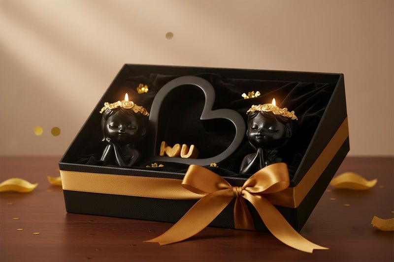 Angel Candle Holder Set of 2 – Black Gold Decor | Real Poured Wax Candle Included | Handmade Table Centerpiece | Housewarming Gift | Home Decor - Image 5