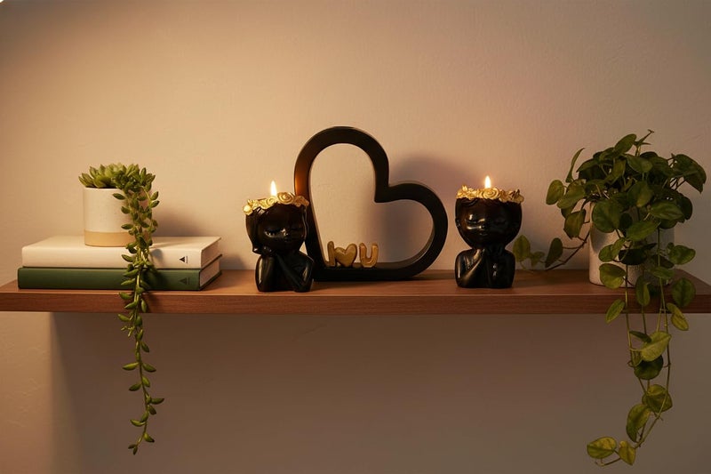 Angel Candle Holder Set of 2 – Black Gold Decor | Real Poured Wax Candle Included | Handmade Table Centerpiece | Housewarming Gift | Home Decor - Image 3