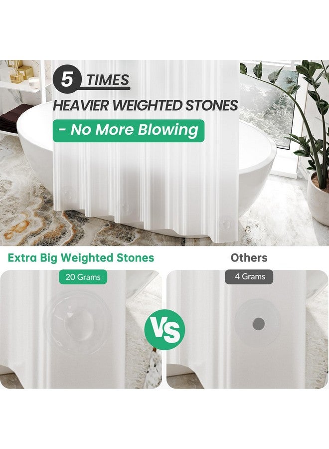 AmazerBath Frosted Shower Curtain Plastic 72x72 Inches, Heavy Duty Shower Curtain Waterproof, Thick PEVA Shower Curtains for Bathroom with 3 Big Clear Weighted Stones and 12 Rustproof Grommets - Image 2